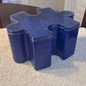 Blue Puzzle Piece Storage Box